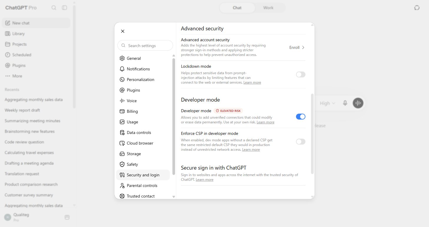Turning on ChatGPT developer mode