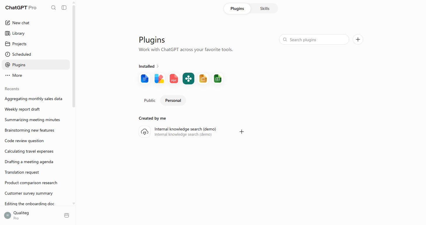 The ChatGPT plugins screen