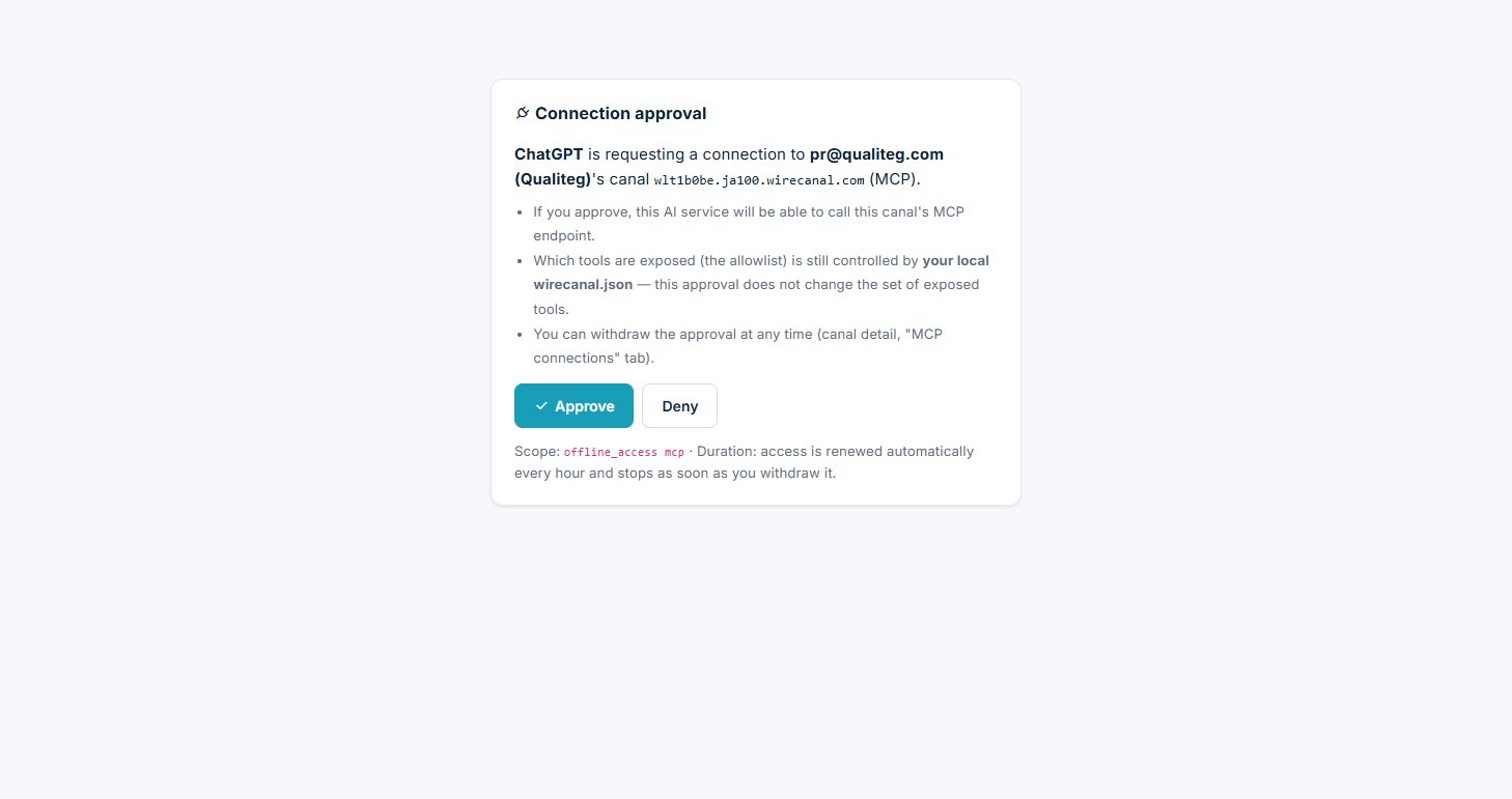 WireCanal's connection-consent screen