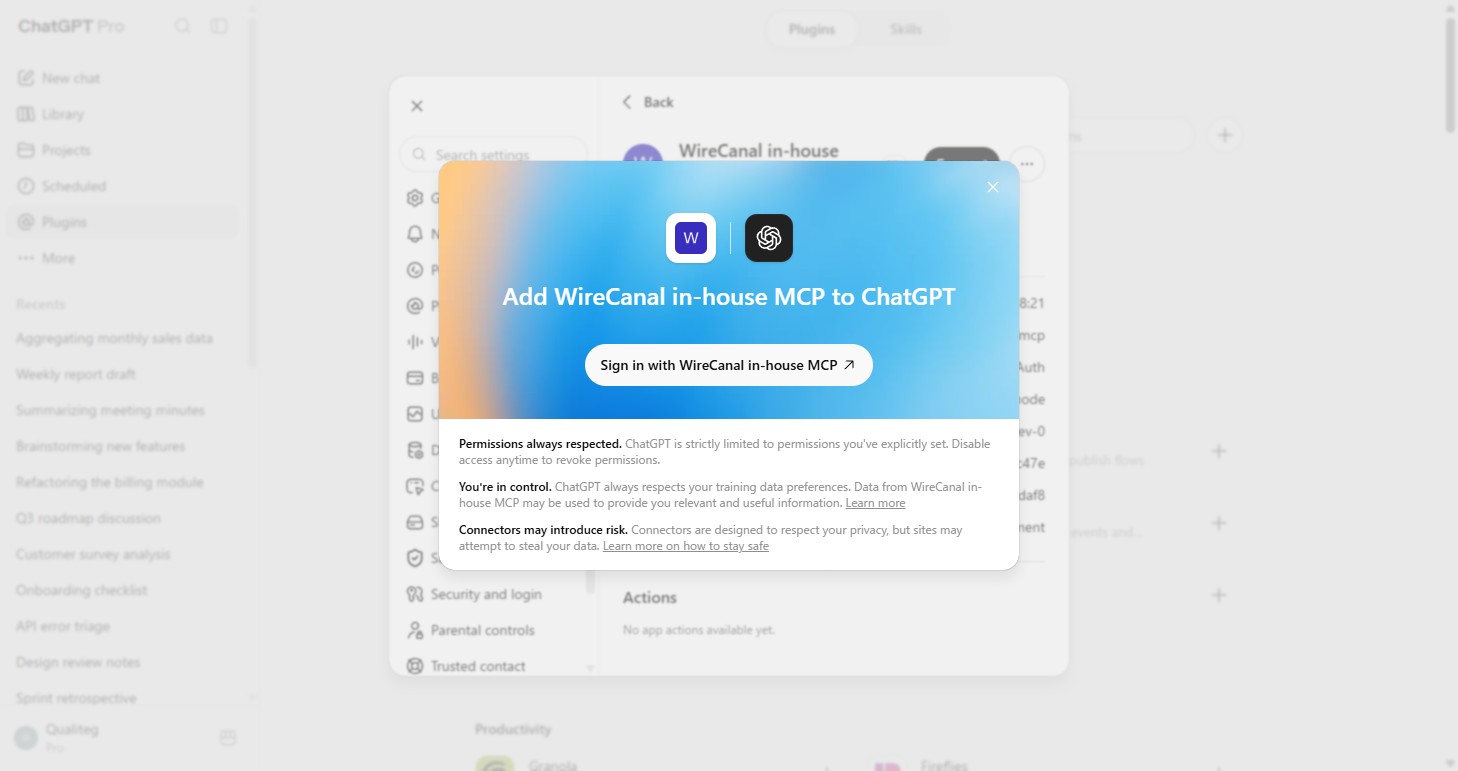 The Add to ChatGPT dialog