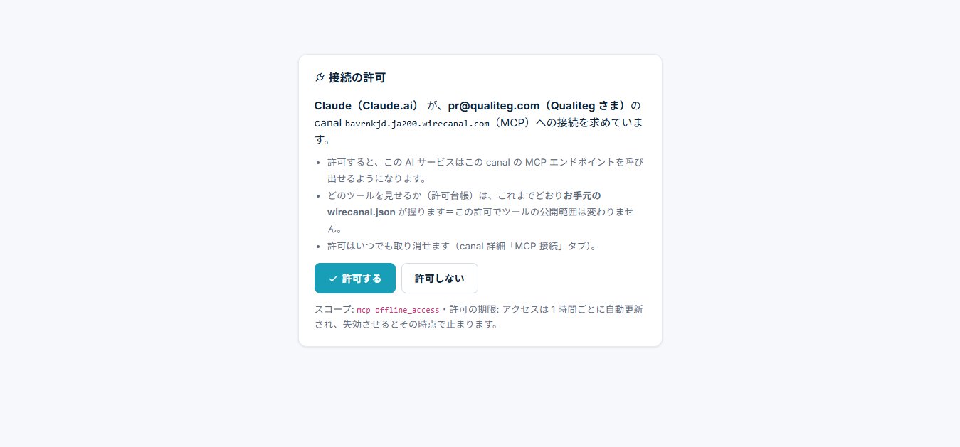 WireCanal の接続の許可画面