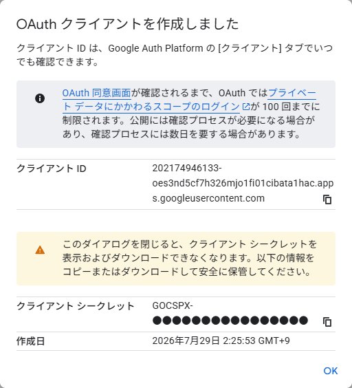クライアント ID とシークレットの表示